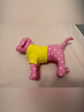 Victoria's Secret Pink Polka Dot & Yellow Dog Plush